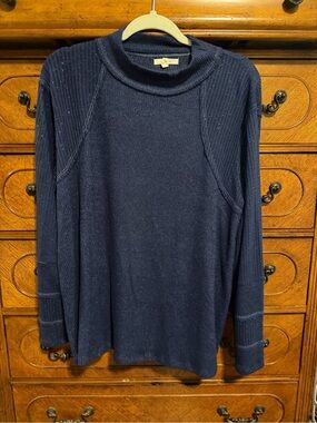 Maurices Navy Sparkle Ribbed Mock Neck Sweater
